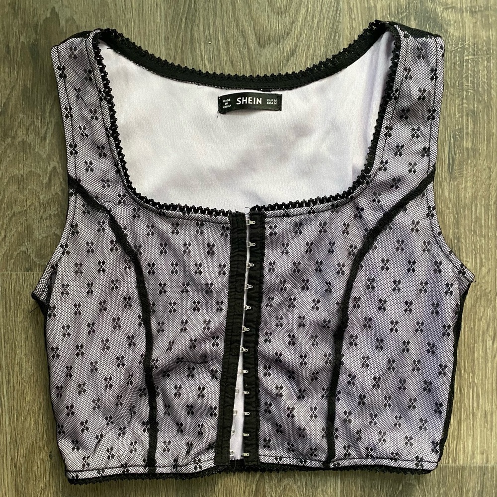 90’s Whimsigoth Purple Mesh Corset Style Top